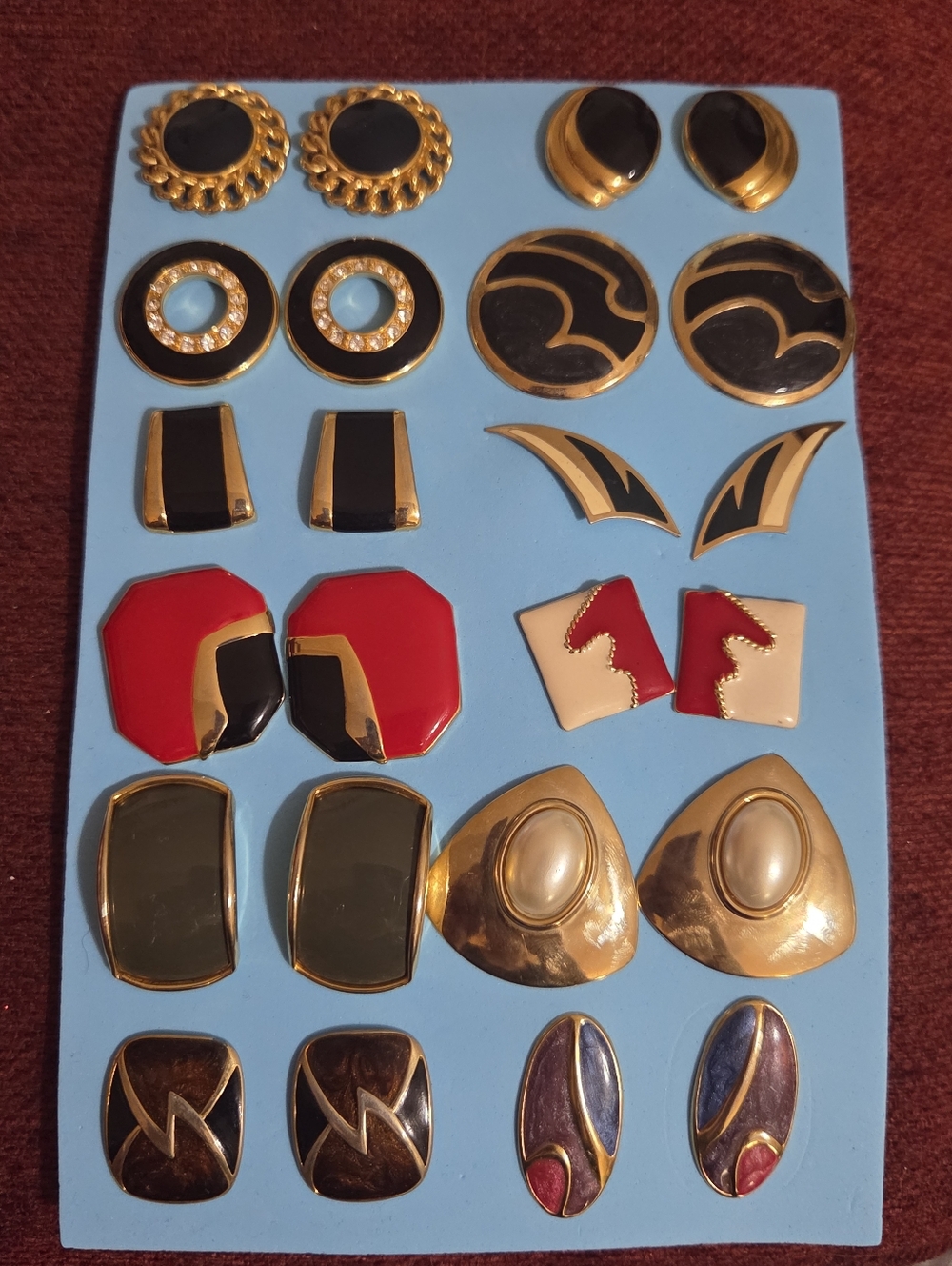 Vintage Gold Enamel Earring Bundle Set Lot of 12 Pairs Post Backs (Multi Colors)